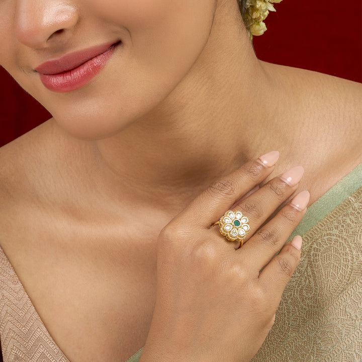 Teejh Priyalie Green and Gold Ring