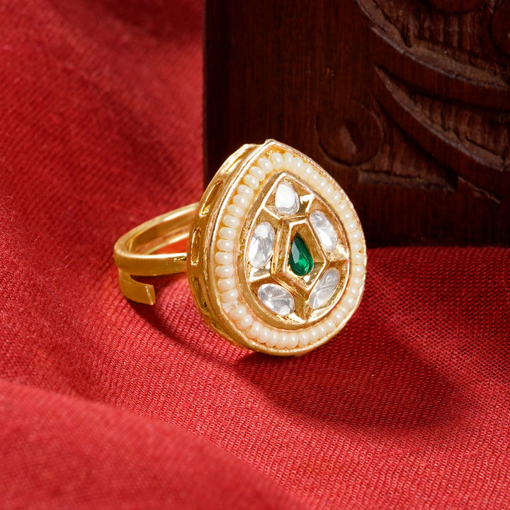 Teejh Abhishya Green and Gold Ring