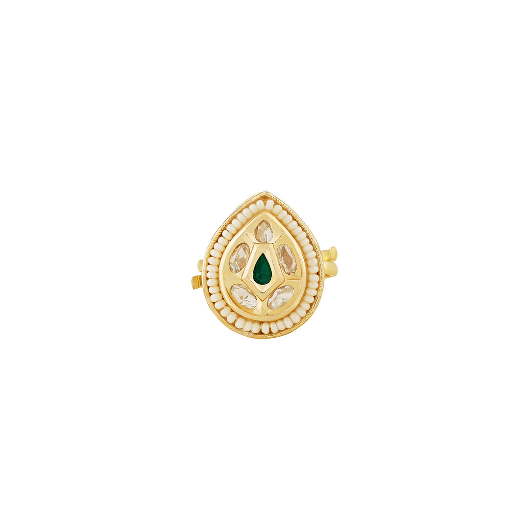 Teejh Abhishya Green and Gold Ring