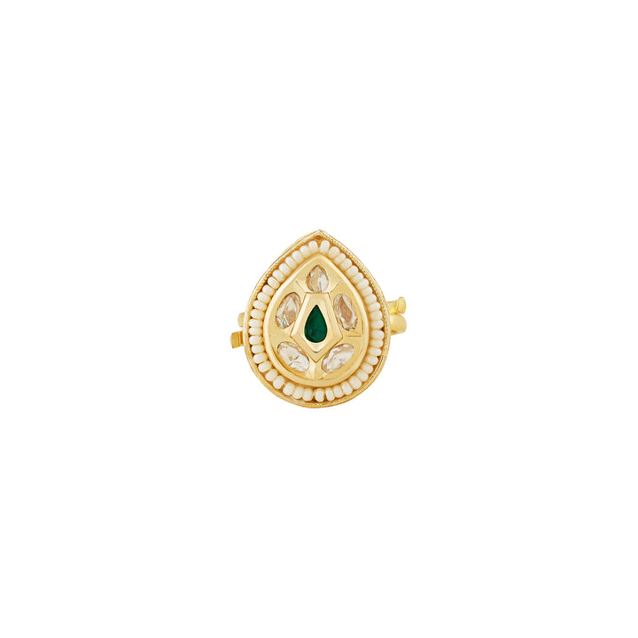 Teejh Abhishya Green and Gold Ring