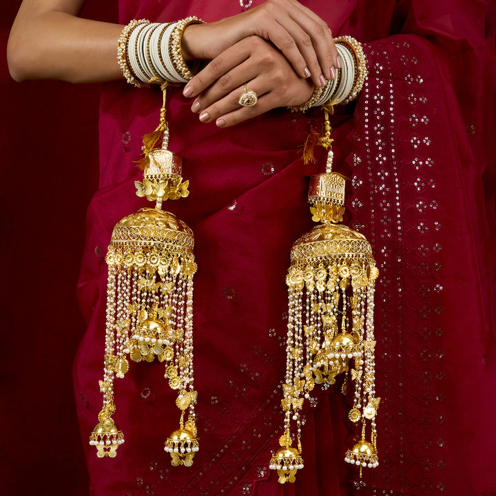 Teejh Jannat Pearl and Shells gold Kaleeras