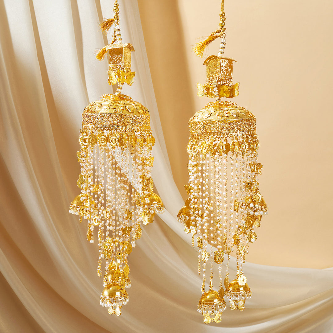 Teejh Jannat Pearl and Shells gold Kaleeras