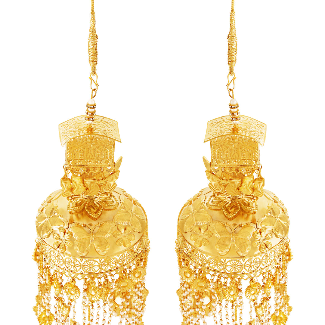 Teejh Jannat Pearl and Shells gold Kaleeras