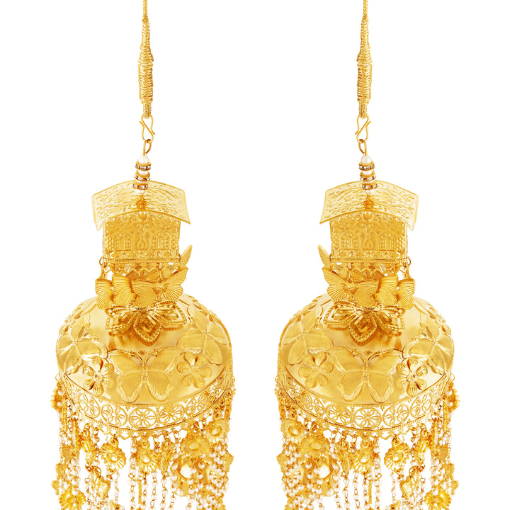 Teejh Jannat Pearl and Shells gold Kaleeras