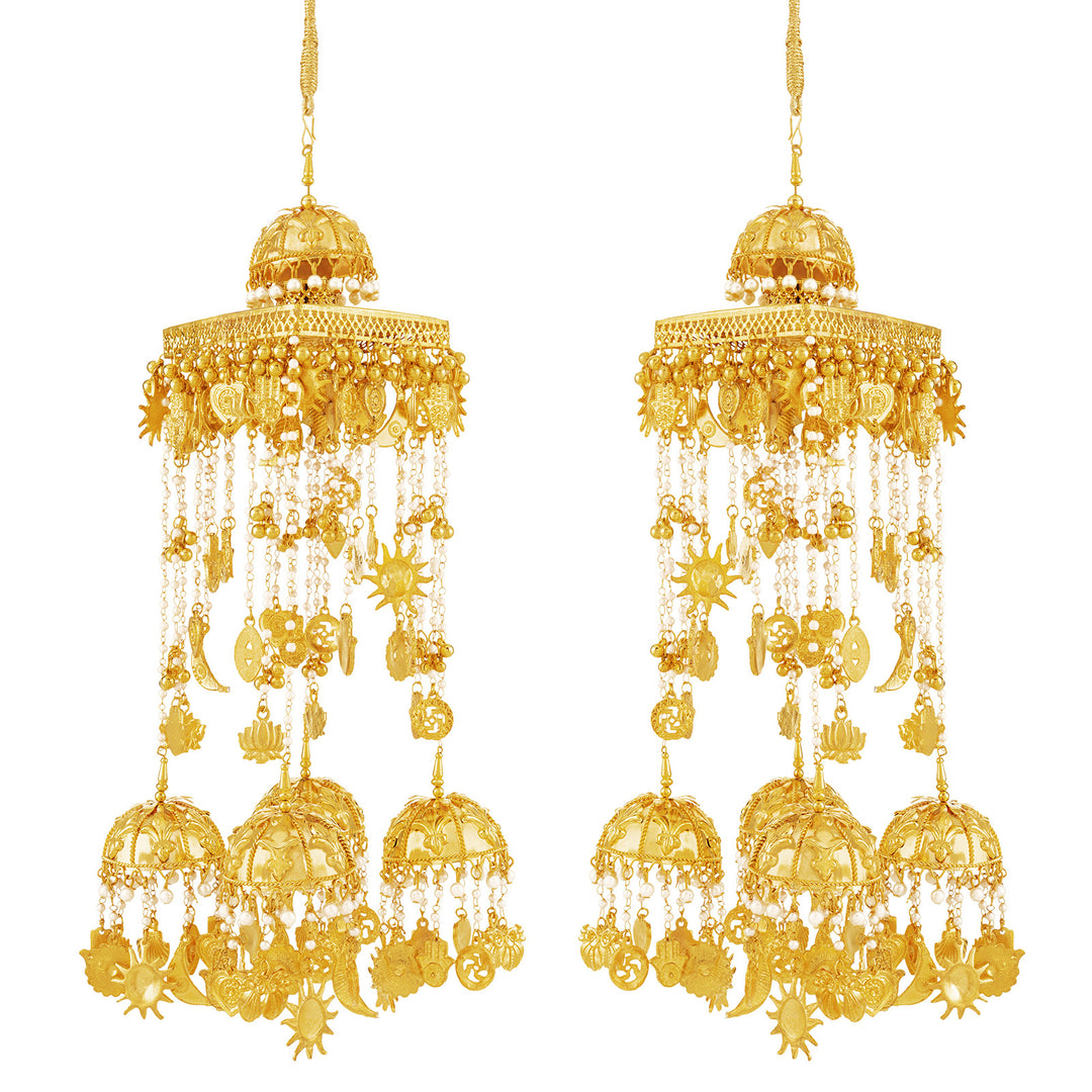 Teejh Maheroo Pearls and Mixed Charms Gold Kaleeras