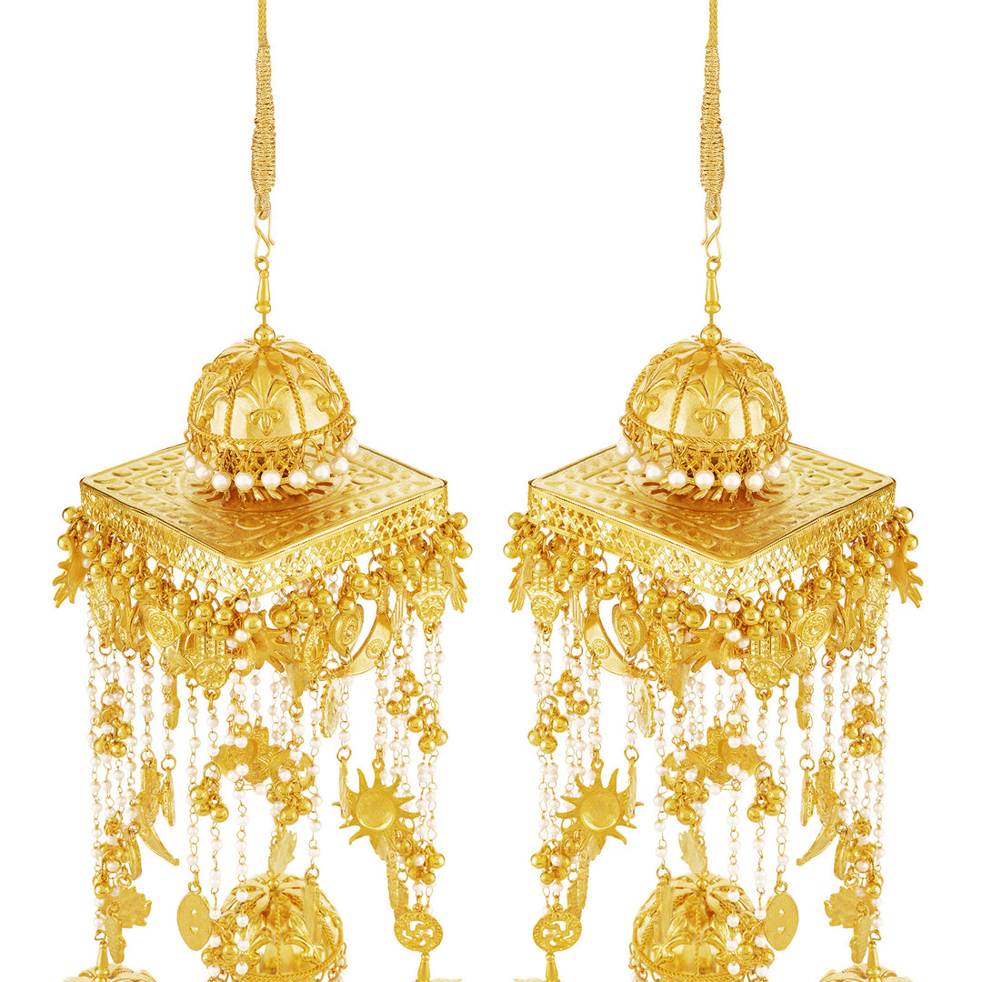 Teejh Maheroo Pearls and Mixed Charms Gold Kaleeras