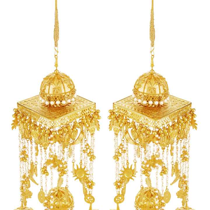 Teejh Maheroo Pearls and Mixed Charms Gold Kaleeras
