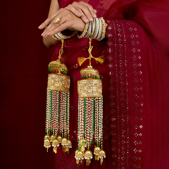 Teejh Hiriya Beads and Pearls Gold Kaleeras