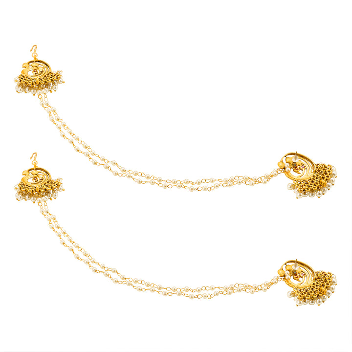 Teejh Mayura Gold Oxidised Peacock Earring