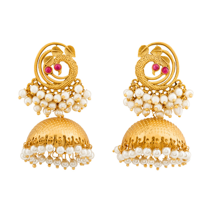 Teejh Neel Gold Oxidised Peacock Stud Earring