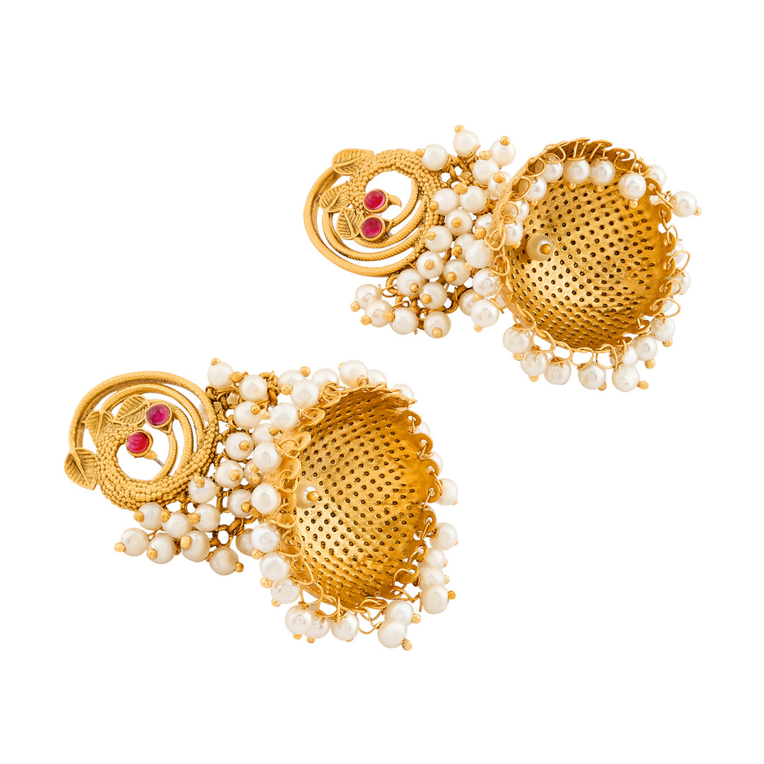 Teejh Neel Gold Oxidised Peacock Stud Earring