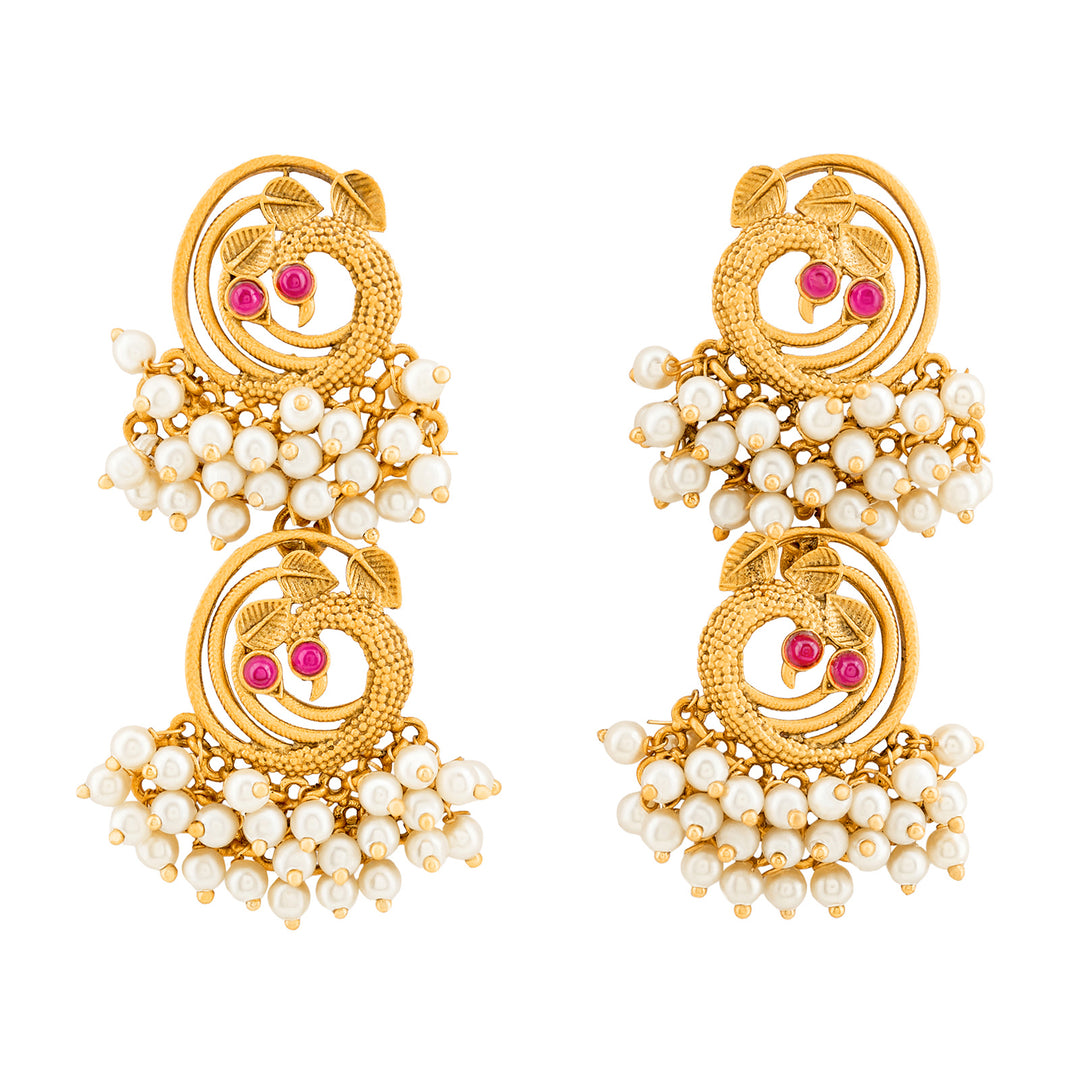 Teejh Kanthi Gold Oxidised Peacock Dangler Earring