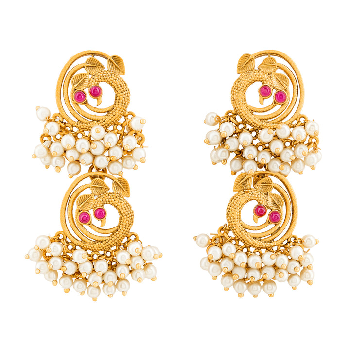 Teejh Kanthi Gold Oxidised Peacock Dangler Earring