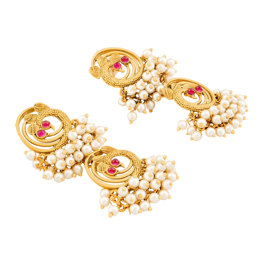 Teejh Kanthi Gold Oxidised Peacock Dangler Earring