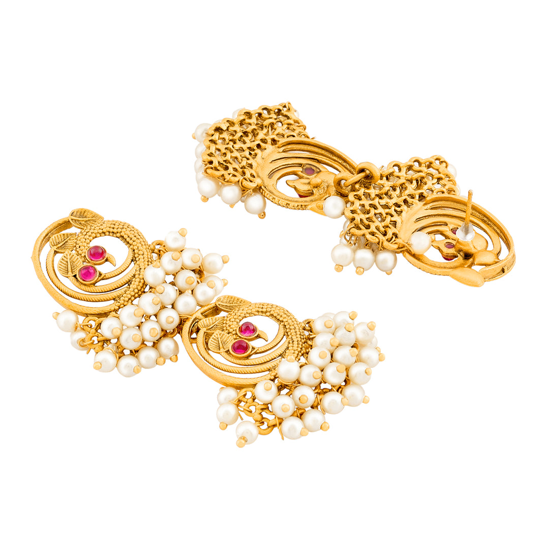 Teejh Kanthi Gold Oxidised Peacock Dangler Earring