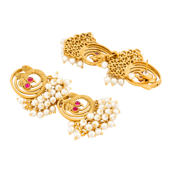 Teejh Kanthi Gold Oxidised Peacock Dangler Earring
