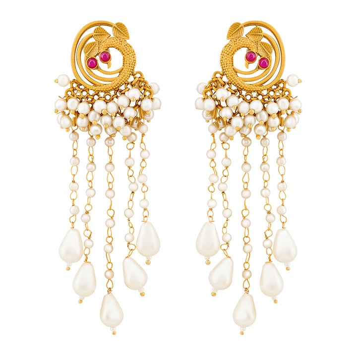 Teejh Pavo Gold Oxidised Peacock Dangler Earring