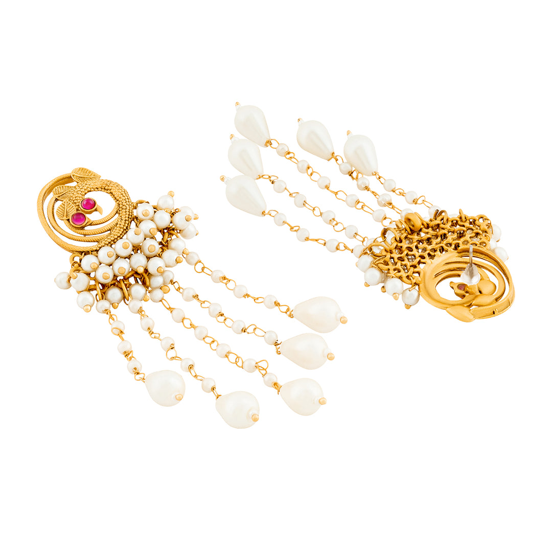 Teejh Pavo Gold Oxidised Peacock Dangler Earring