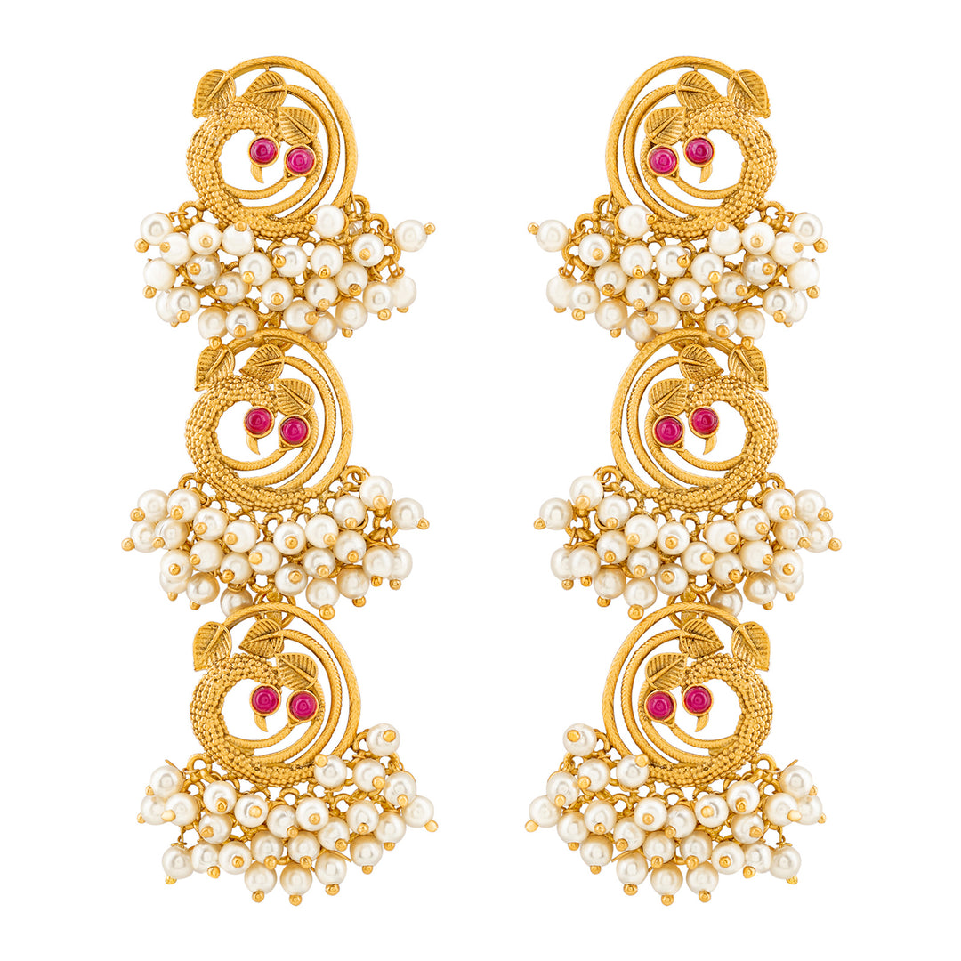 Teejh Neelraag Gold Oxidised Peacock Dangler Earring