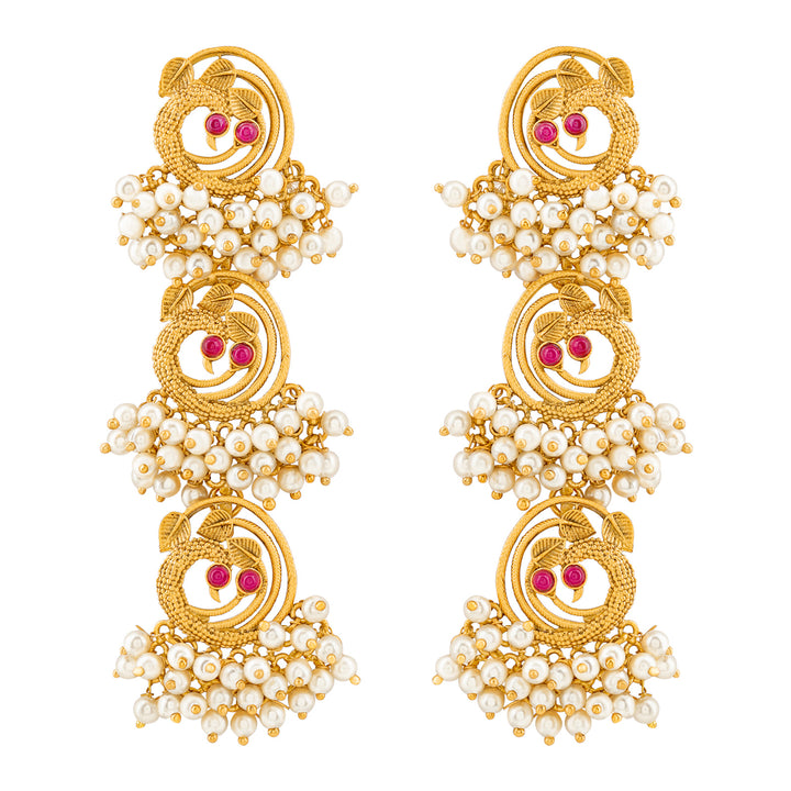 Teejh Neelraag Gold Oxidised Peacock Dangler Earring