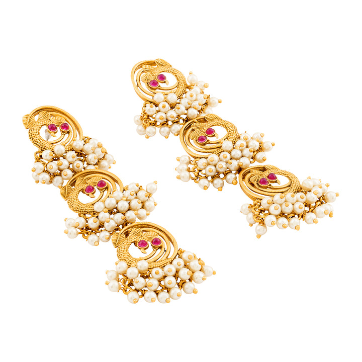 Teejh Neelraag Gold Oxidised Peacock Dangler Earring