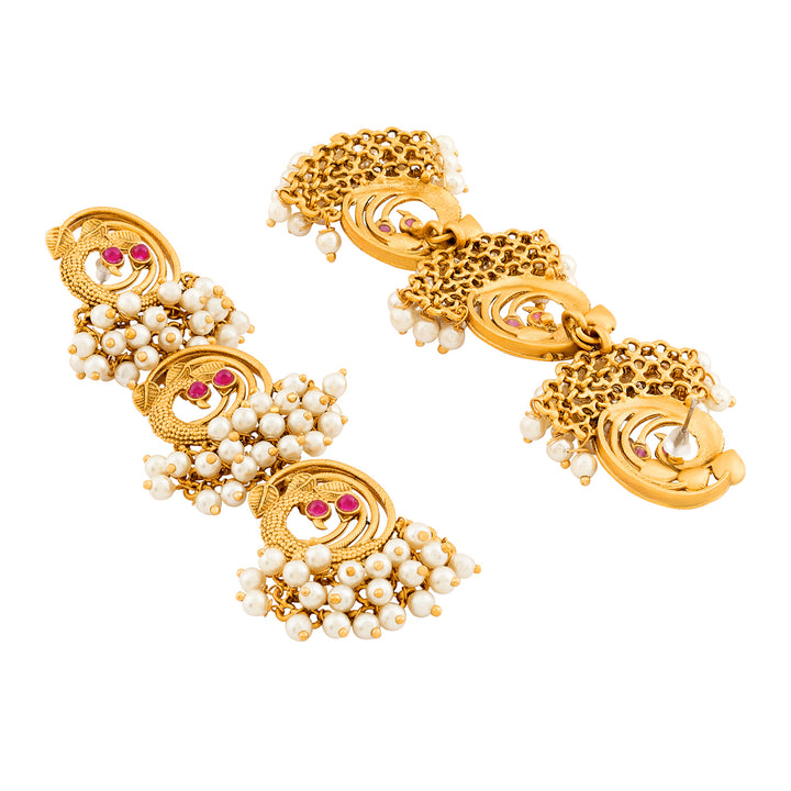 Teejh Neelraag Gold Oxidised Peacock Dangler Earring