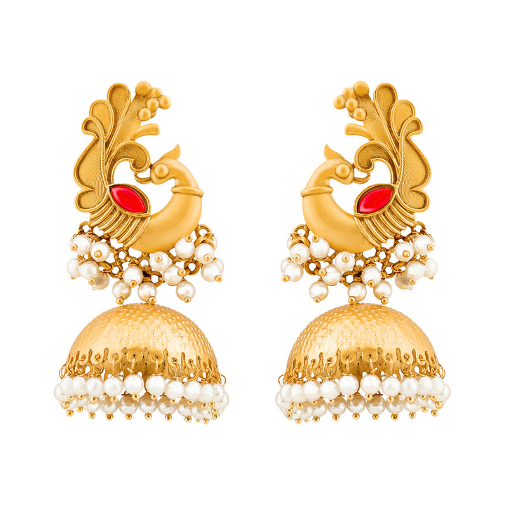 Teejh Meher Gold Oxidised Peacock Stud Earring