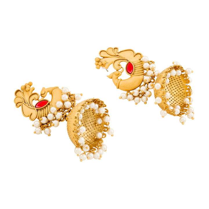 Teejh Meher Gold Oxidised Peacock Stud Earring