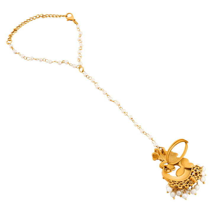 Teejh Pankh Gold Oxidised Peacock Hathphool