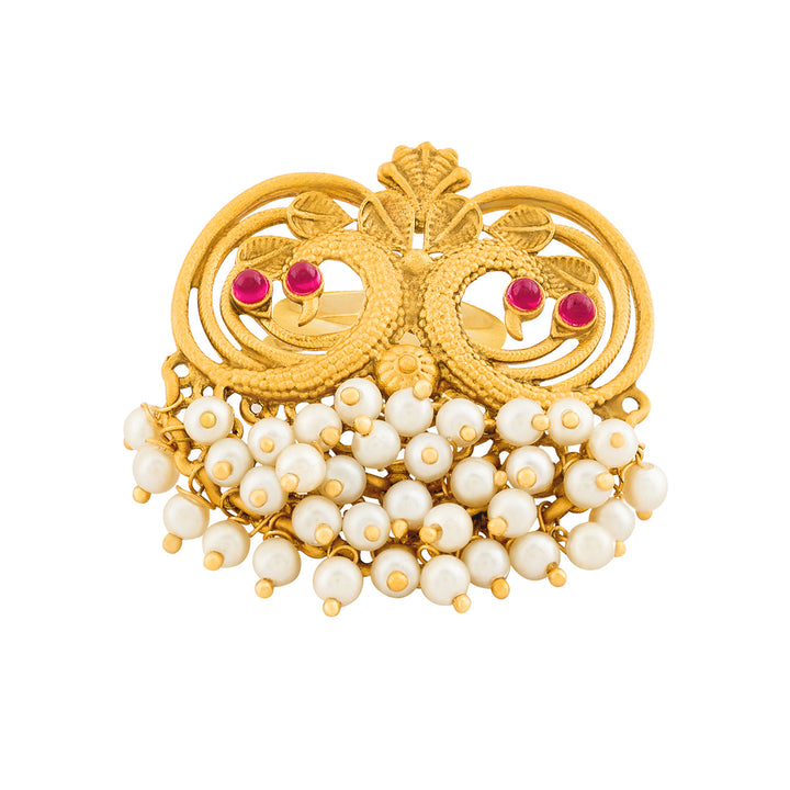 Teejh Plume Gold Oxidised Peacock Ring