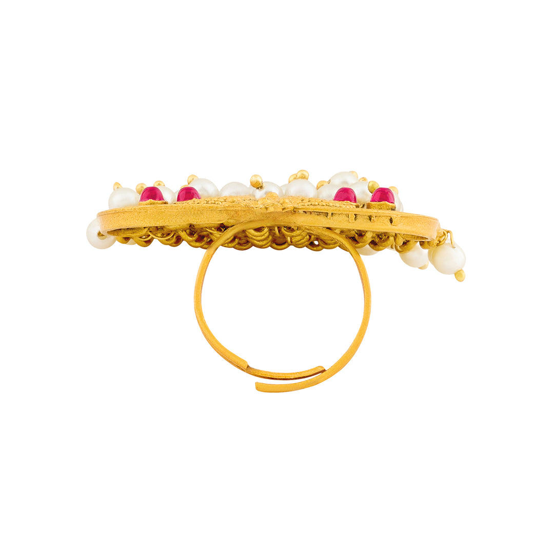 Teejh Plume Gold Oxidised Peacock Ring