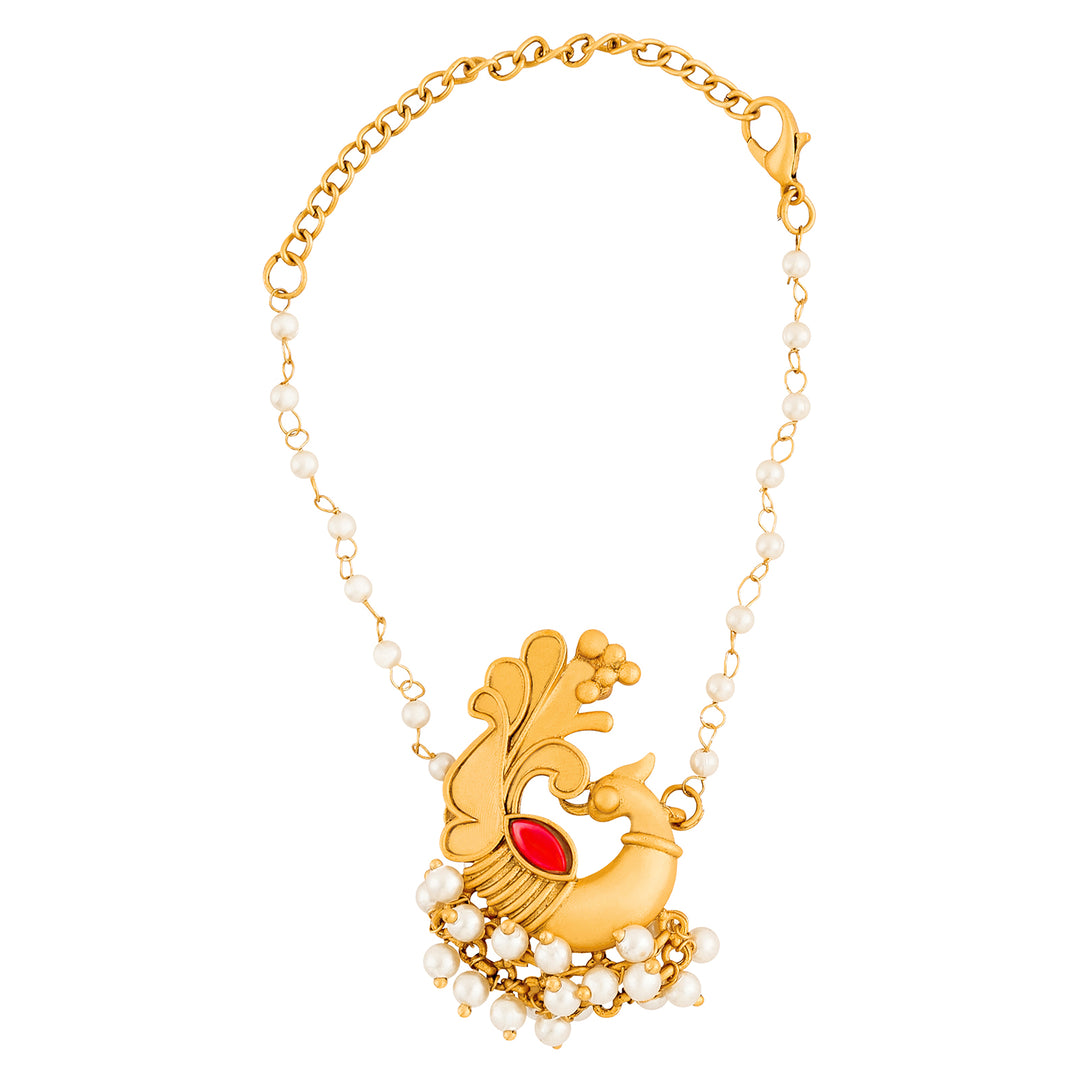 Teejh Priyata Gold Oxidised Peacock Bracelet