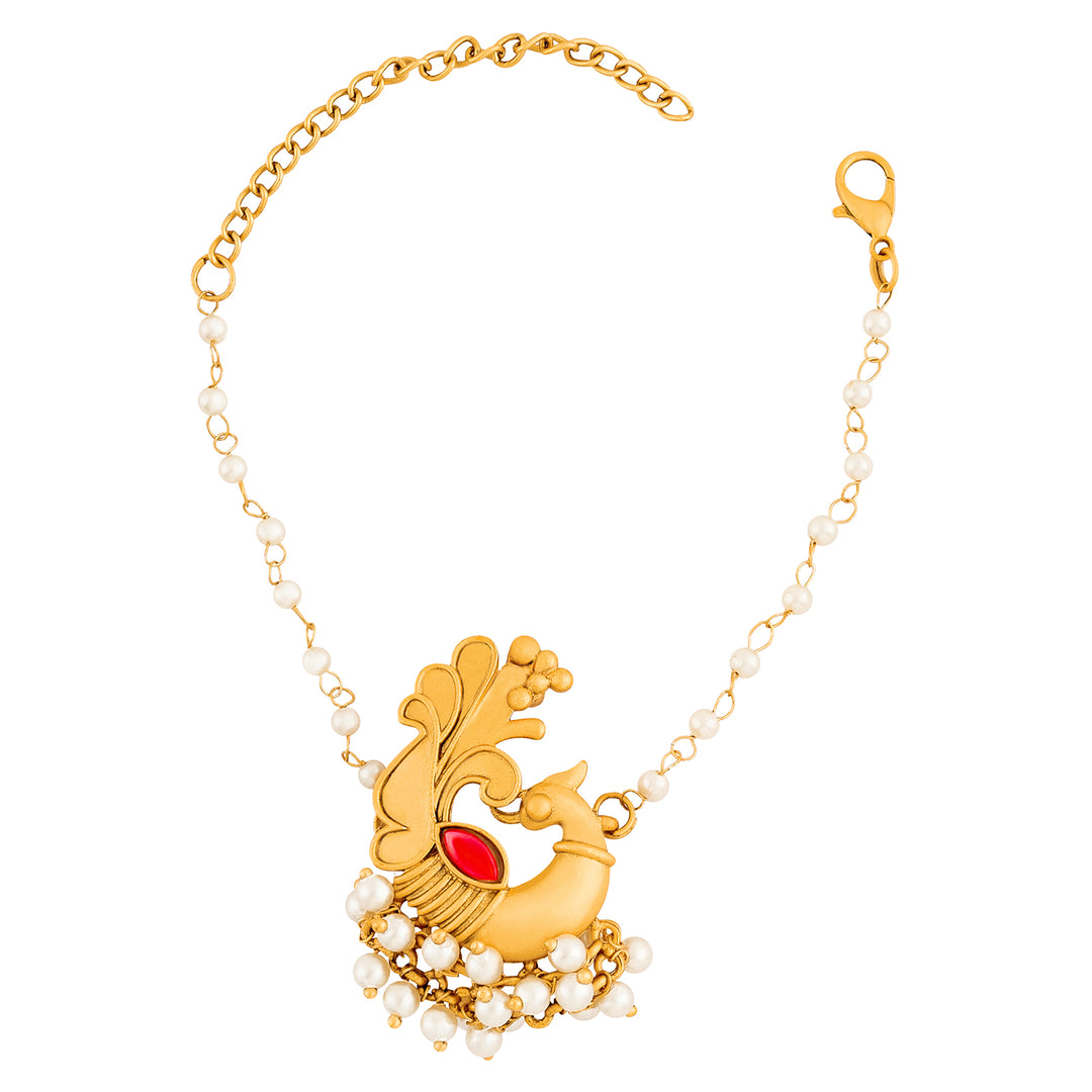 Teejh Priyata Gold Oxidised Peacock Bracelet