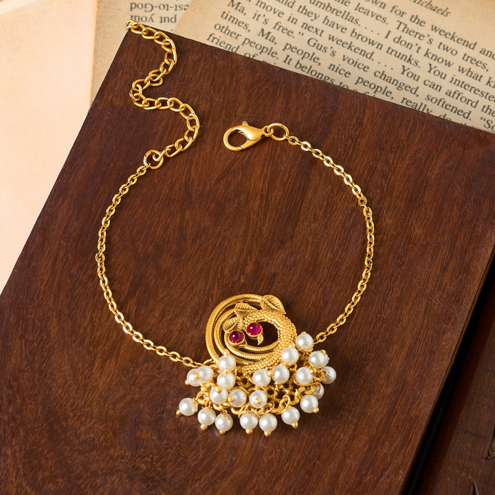 Teejh Prala Gold Oxidised  Peacock Bracelet
