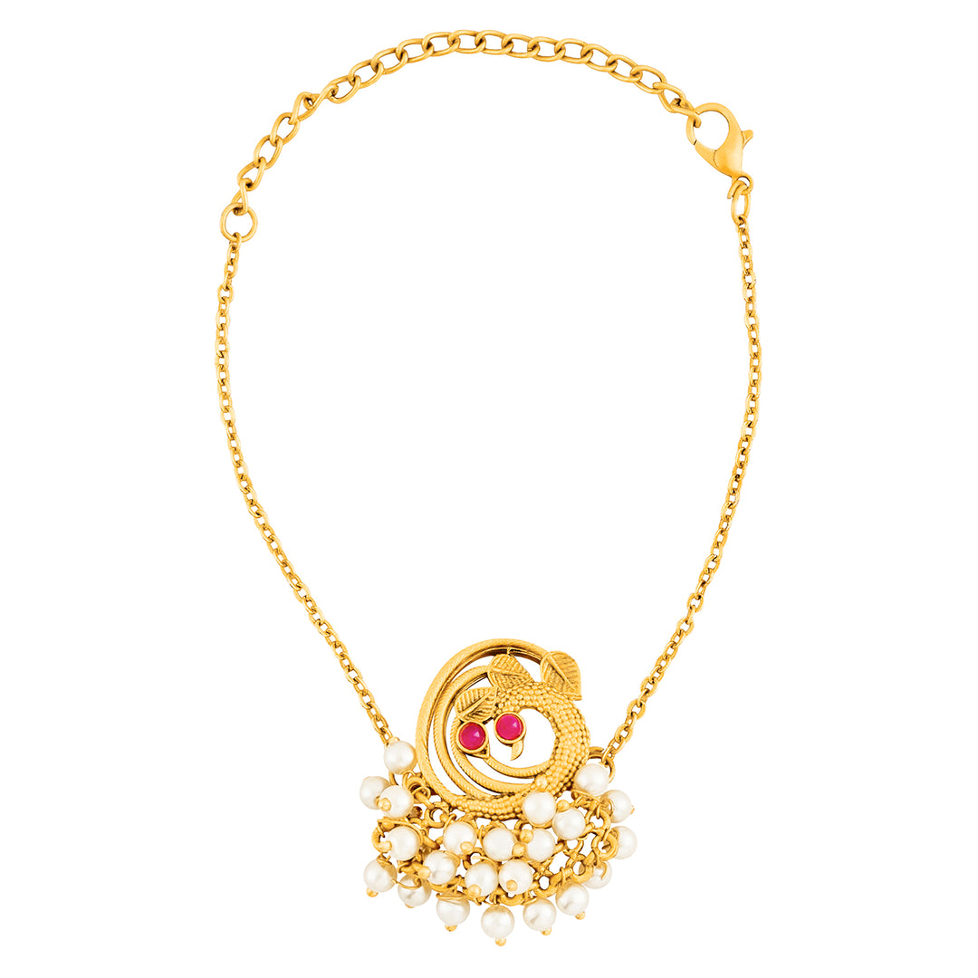 Teejh Prala Gold Oxidised  Peacock Bracelet