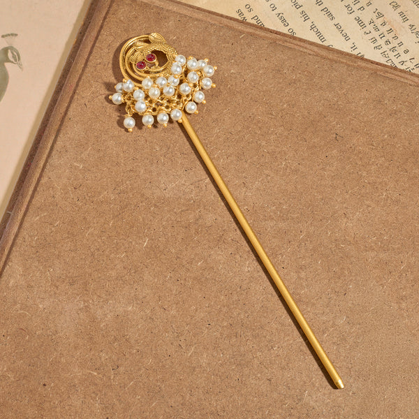 Teejh Mukut Gold Oxidised Peacock Judastick