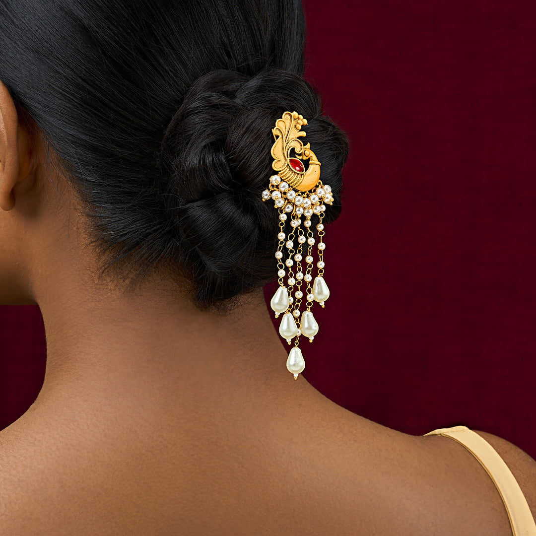 Teejh Tarah Gold Oxidised Peacock Judapin
