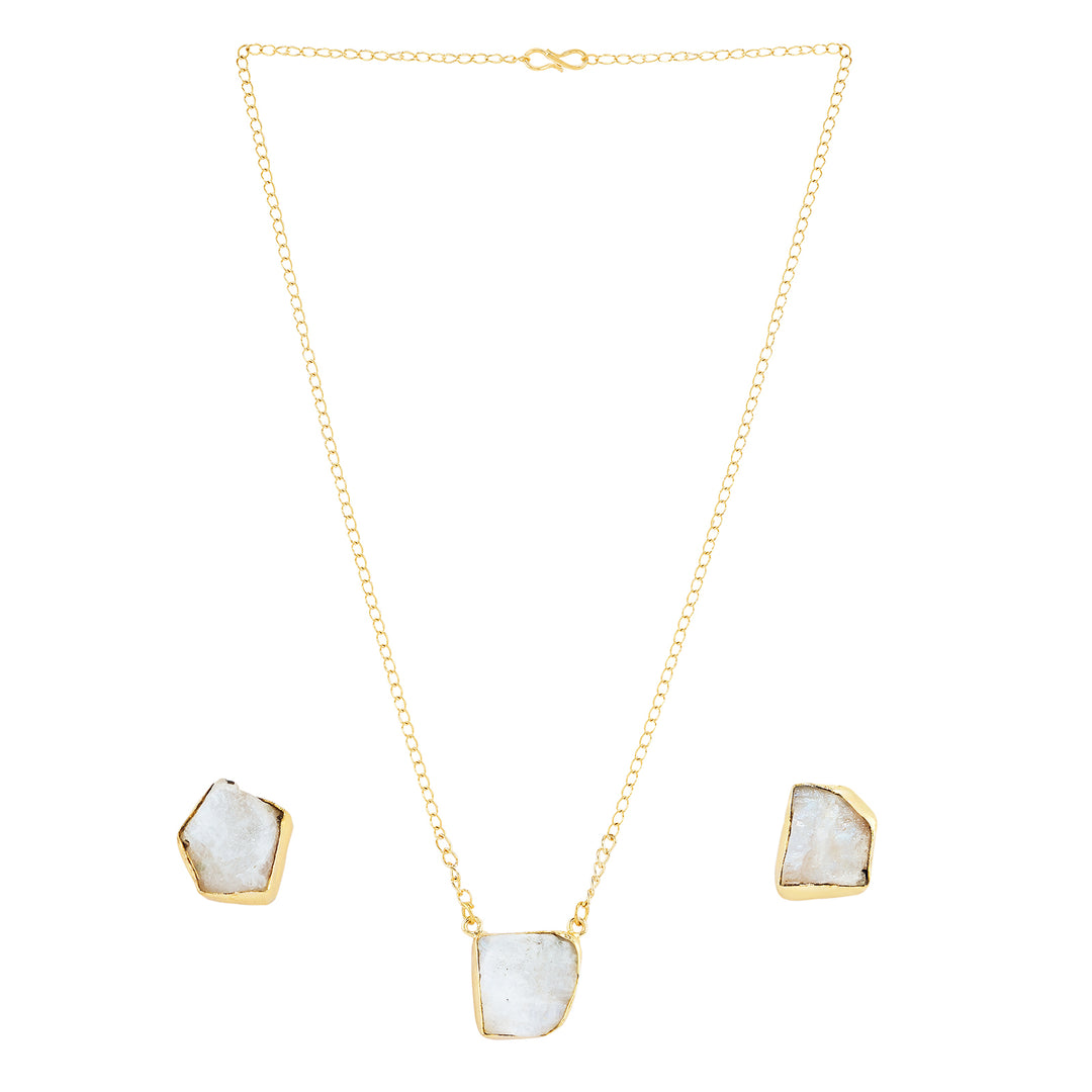 Teejh Ishaya White Natural Stone Necklace Set