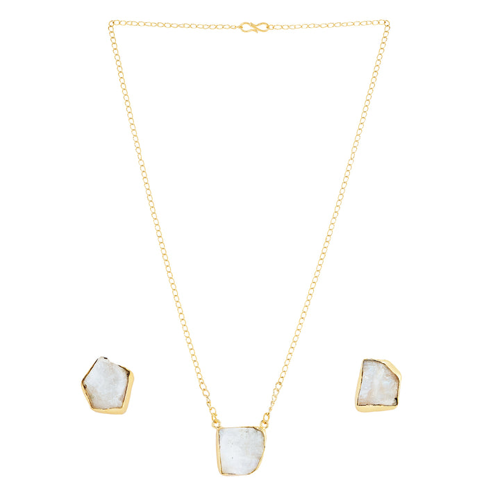 Teejh Ishaya White Natural Stone Necklace Set