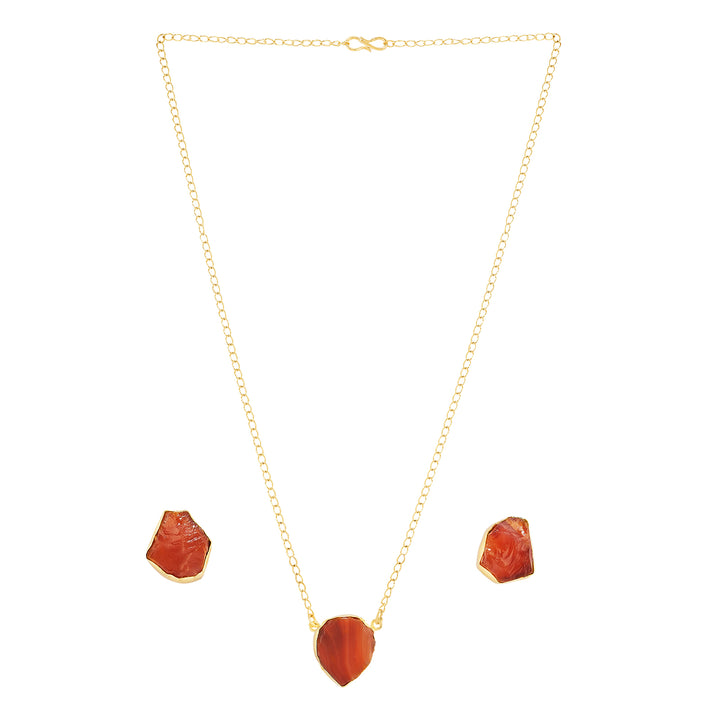 Teejh Ishaya Orange Natural Stone Necklace Set