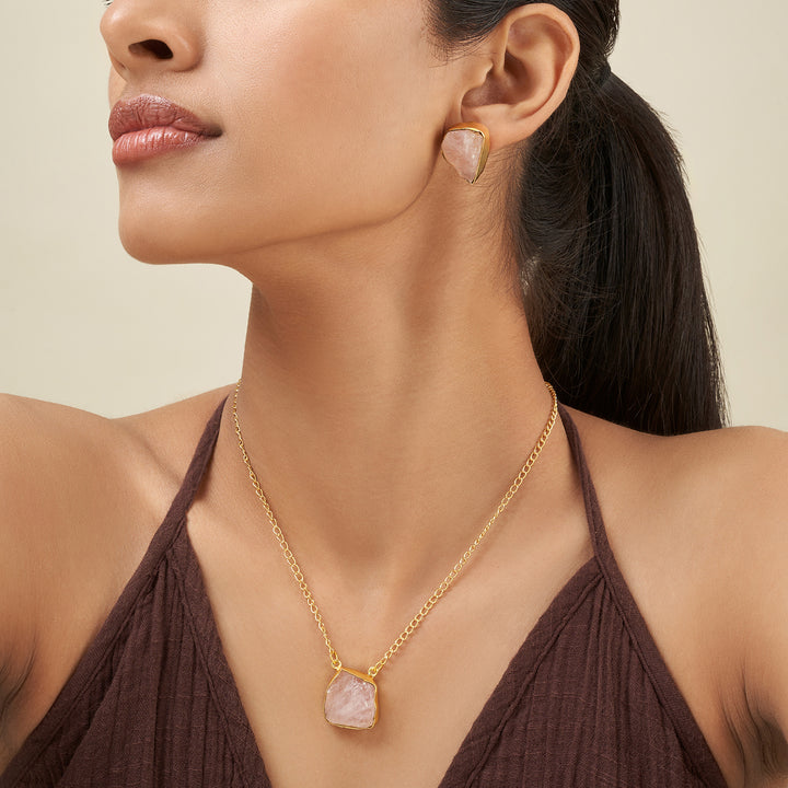 Teejh Ishaya Pink Natural Stone Necklace Set