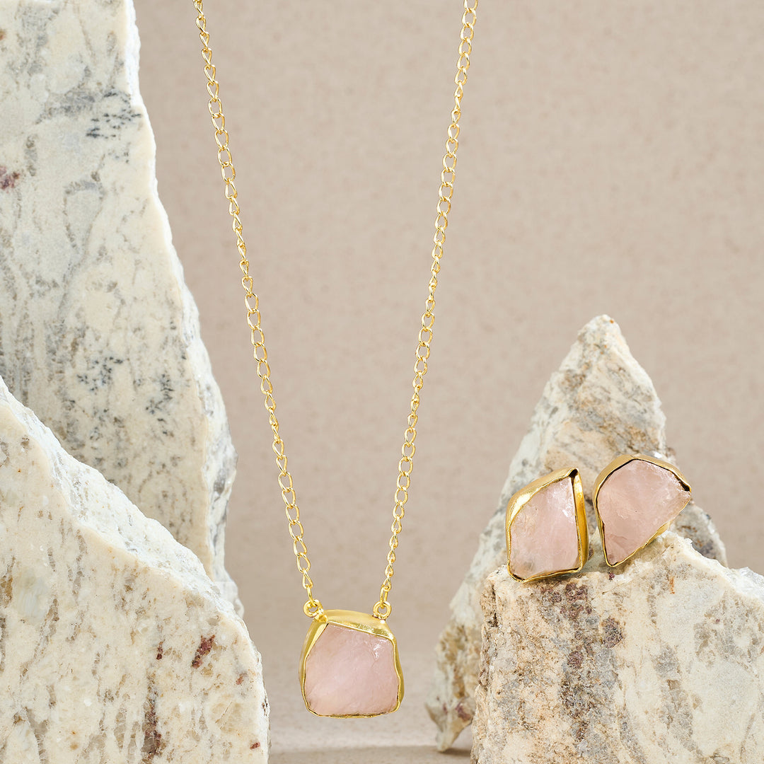 Teejh Ishaya Pink Natural Stone Necklace Set