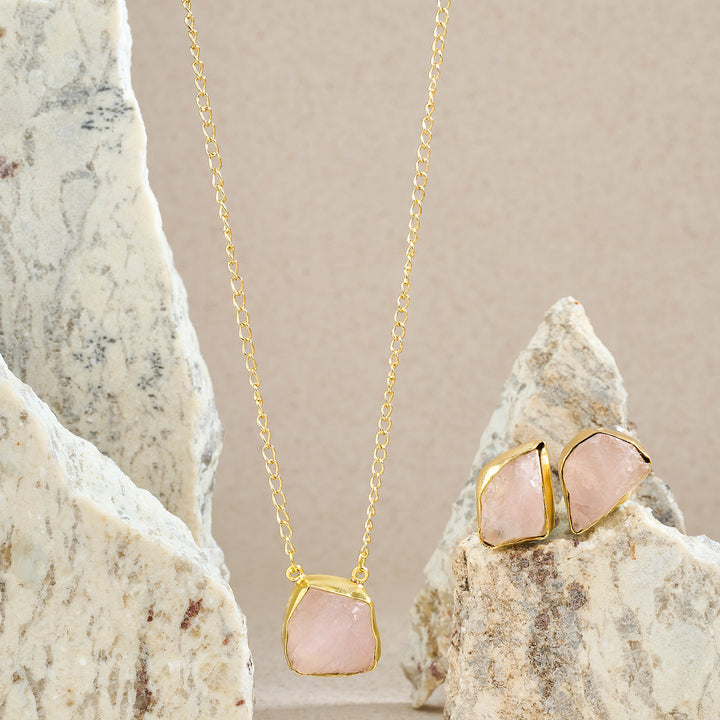 Teejh Ishaya Pink Natural Stone Necklace Set