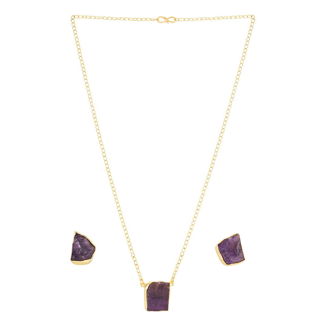 Teejh Ishaya Purple Natural Stone Necklace Set