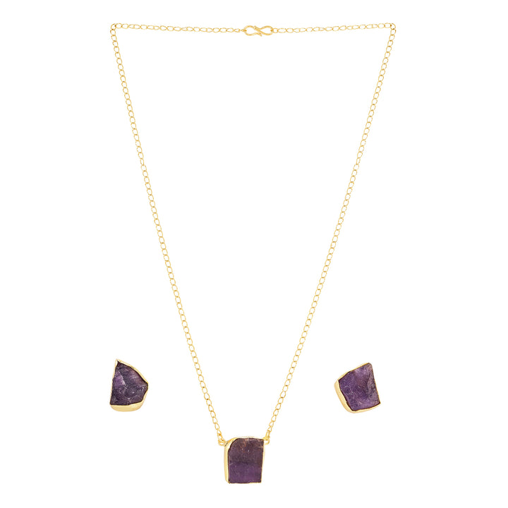 Teejh Ishaya Purple Natural Stone Necklace Set