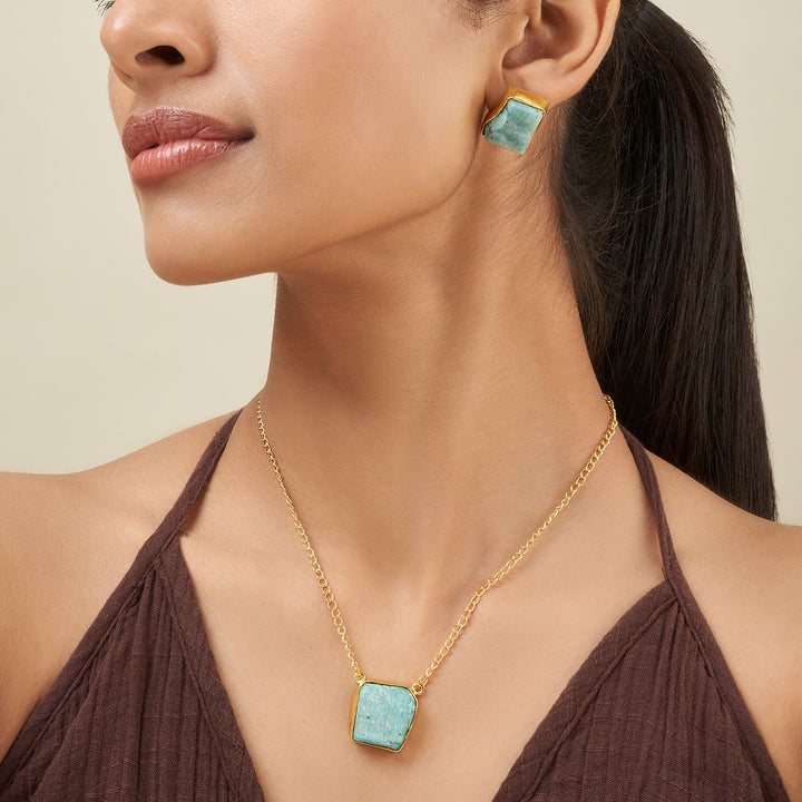 Teejh Ishaya Turquoise Natural Stone Necklace Set