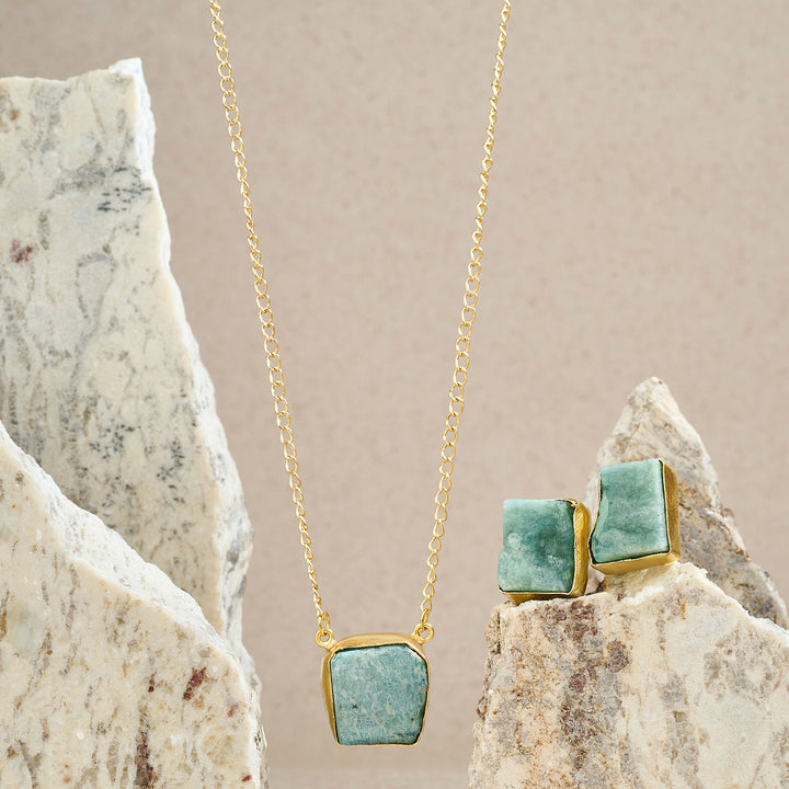 Teejh Ishaya Turquoise Natural Stone Necklace Set
