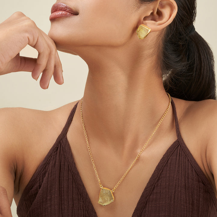 Teejh Ishaya Yellow Natural Stone Necklace Set