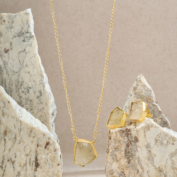Teejh Ishaya Yellow Natural Stone Necklace Set
