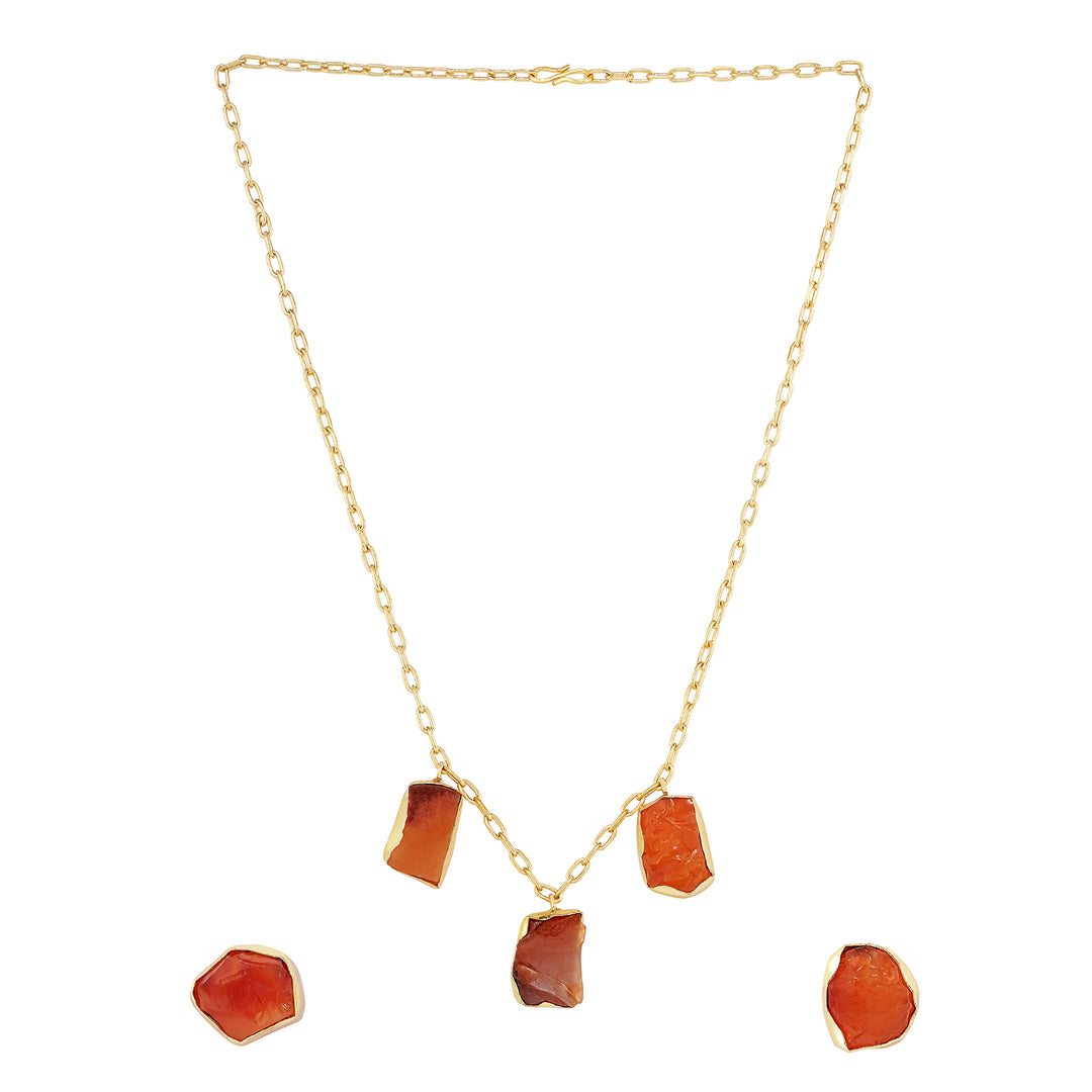 Teejh Seraya Orange Natural Stone Necklace Set
